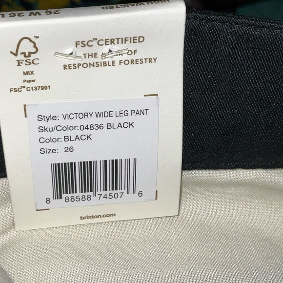 BRIXTON WOMEN'S VICTORY WIDE LEG PANTS NWT 26’’W 26’’L minimalist BTS - Picture 15 of 15